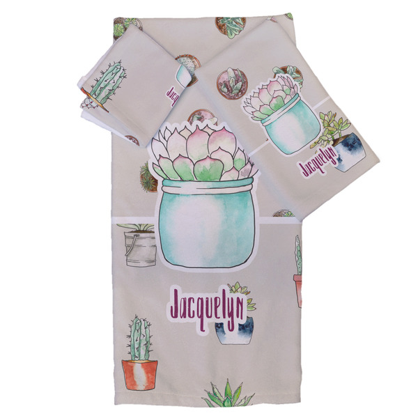 Custom Cactus Bath Towel Set - 3 Pcs (Personalized)