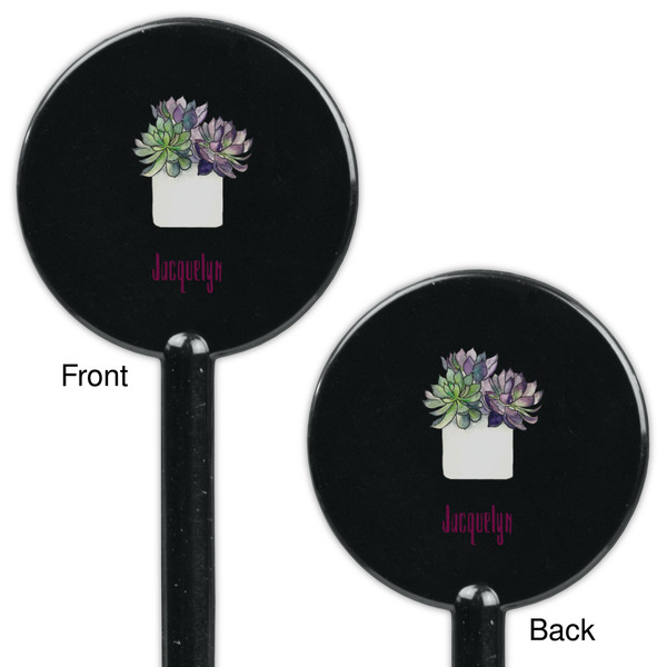 Cactus Black Plastic 5.5" Stir Stick - Double Sided - Round - Front & Back