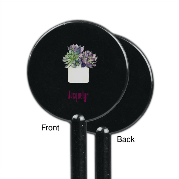 Cactus Black Plastic 5.5" Stir Stick - Single Sided - Round - Front & Back