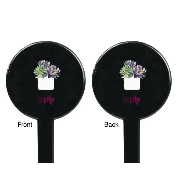 Cactus Black Plastic 7" Stir Stick - Double Sided - Round - Front & Back
