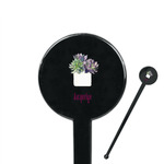 Cactus 7" Round Plastic Stir Sticks - Black - Double Sided (Personalized)