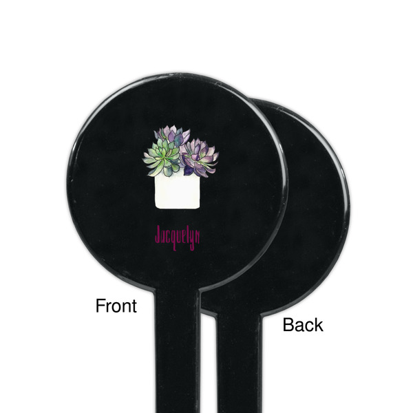 Cactus Black Plastic 7" Stir Stick - Single Sided - Round - Front & Back