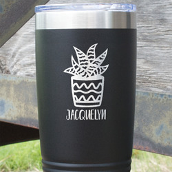 Cactus 20 oz Stainless Steel Tumbler - Black - Double Sided (Personalized)