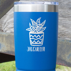 Cactus 20 oz Stainless Steel Tumbler - Royal Blue - Single Sided (Personalized)
