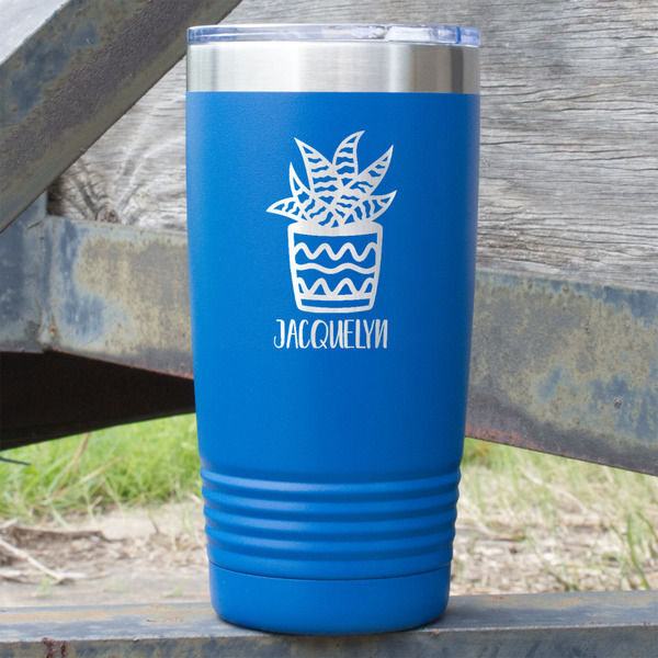 Custom Cactus 20 oz Stainless Steel Tumbler - Royal Blue - Single Sided (Personalized)