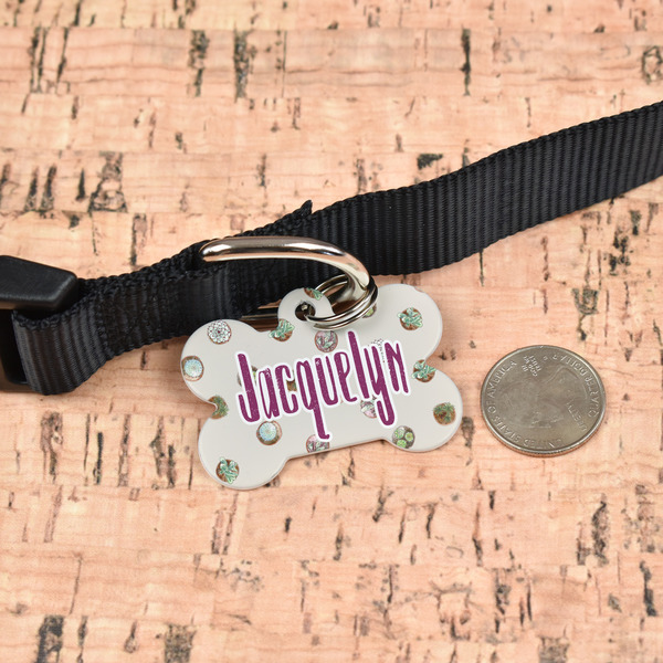 Cactus Bone Shaped Dog ID Tag - Large - In Context