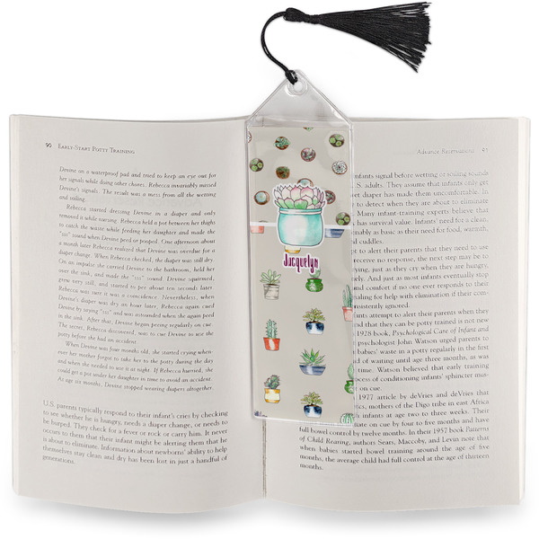 Succulents Bookmark with tassel - In book