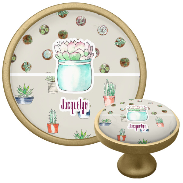 Cactus Cabinet Knob - Gold - Multi Angle
