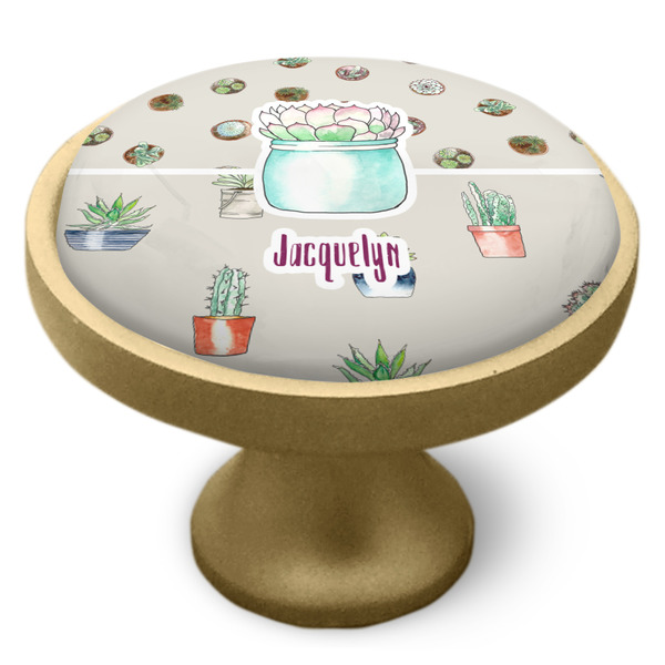 Cactus Cabinet Knob - Gold - Side