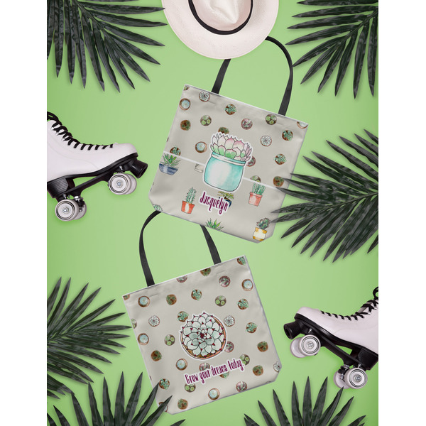 Cactus Canvas Tote Lifestyle Front and Back- 13x13