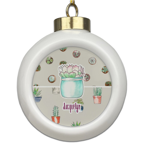 Custom Cactus Ceramic Ball Ornament (Personalized)