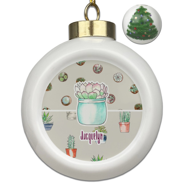 Custom Cactus Ceramic Ball Ornament - Christmas Tree (Personalized)
