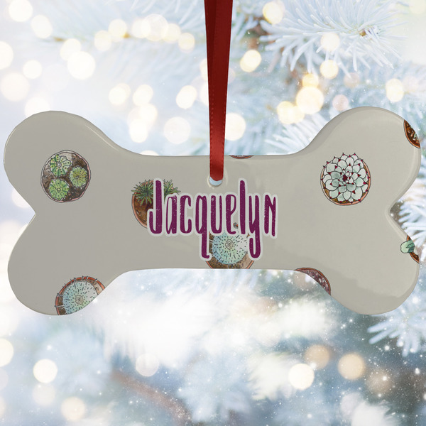 Custom Cactus Ceramic Dog Ornament w/ Name or Text