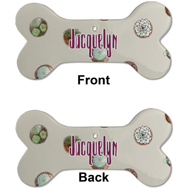 Cactus Ceramic Flat Ornament - Bone Front & Back (APPROVAL)