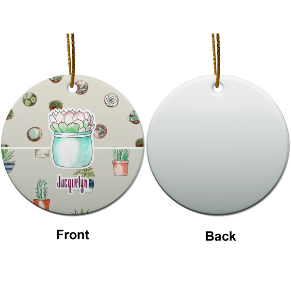 Cactus Ceramic Flat Ornament - Circle Front & Back (APPROVAL)