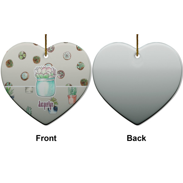 Cactus Ceramic Flat Ornament - Heart Front & Back (APPROVAL)