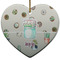Cactus Ceramic Flat Ornament - Heart (Front)