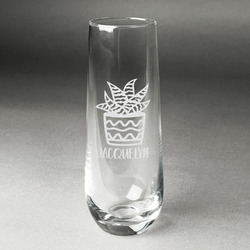Cactus Champagne Flute - Stemless Engraved (Personalized)