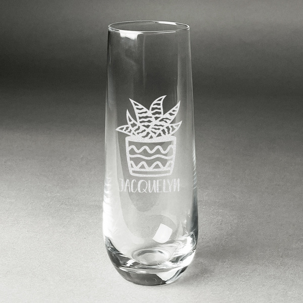 Custom Cactus Champagne Flute - Stemless Engraved (Personalized)