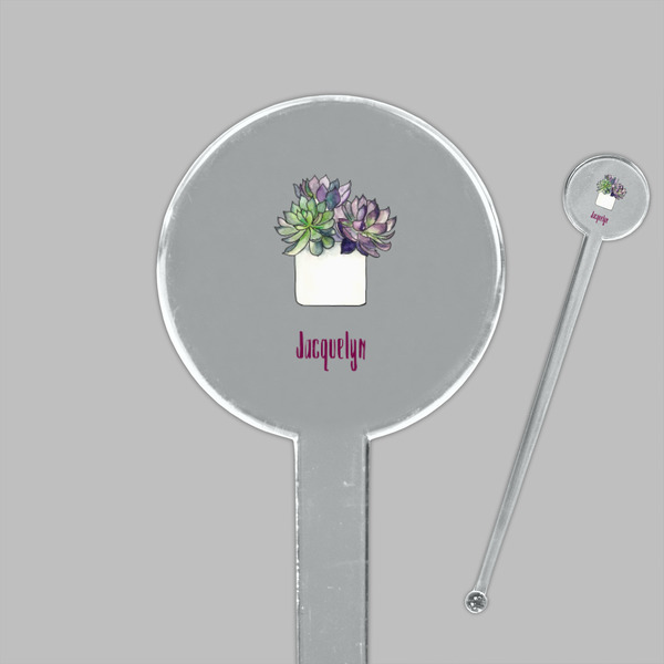 Cactus Clear Plastic 7" Stir Stick - Round - Closeup