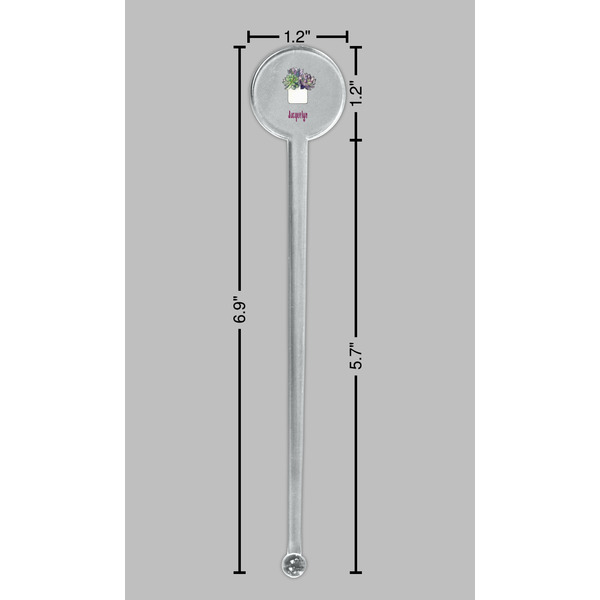 Cactus Clear Plastic 7" Stir Stick - Round - Dimensions