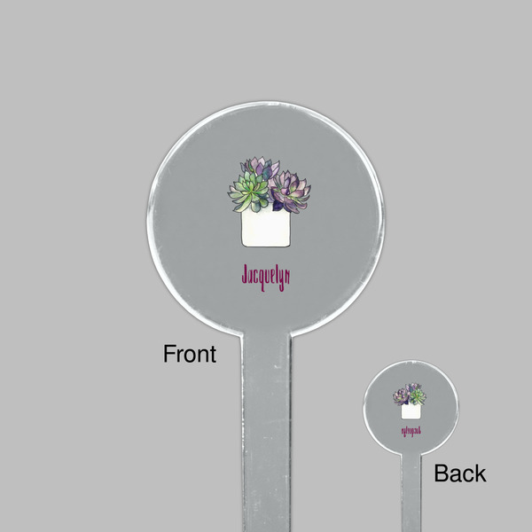 Cactus Clear Plastic 7" Stir Stick - Round - Front & Back