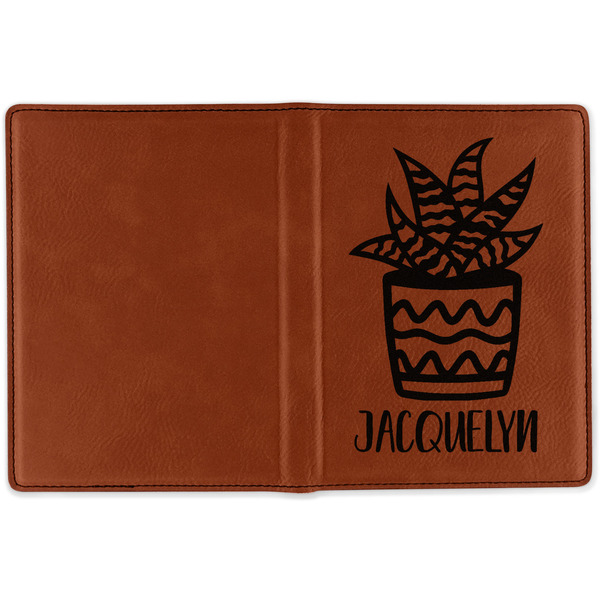 Cactus Cognac Leather Passport Holder Outside Single Sided - Apvl