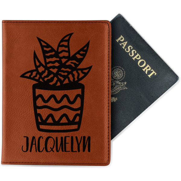Custom Cactus Passport Holder - Faux Leather (Personalized)