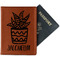 Cactus Cognac Leather Passport Holder With Passport - Main