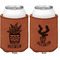 Cactus Cognac Leatherette Can Sleeve - Double Sided Front and Back