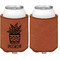 Cactus Cognac Leatherette Can Sleeve - Single Sided Front and Back