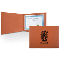 Cactus Leatherette Certificate Holder - Front (Personalized)