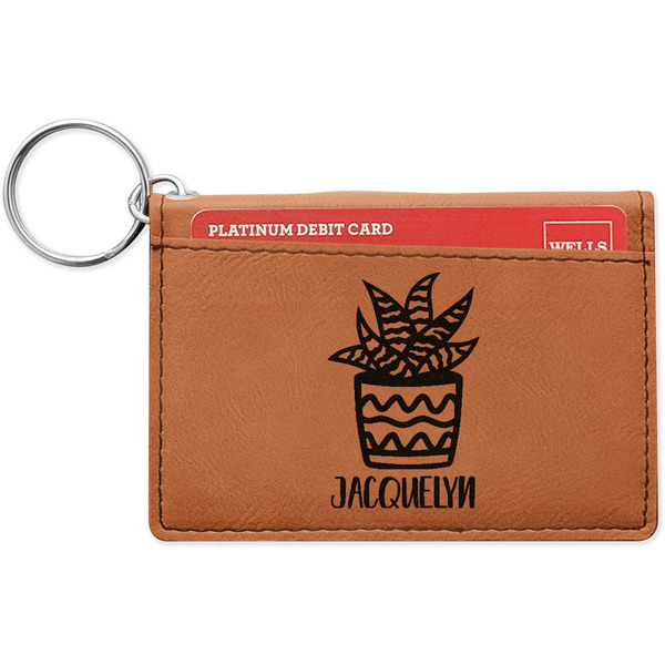 Custom Cactus Leatherette Keychain ID Holder - Single Sided (Personalized)
