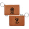 Cactus Cognac Leatherette Keychain ID Holders - Front and Back Apvl