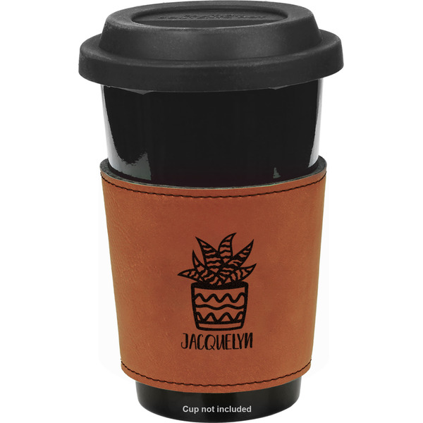 Custom Cactus Leatherette Cup Sleeve - Single Sided (Personalized)
