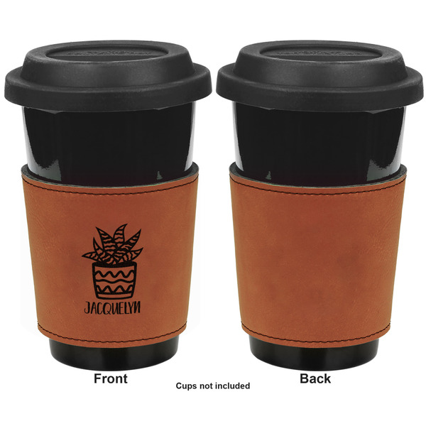 Cactus Cognac Leatherette Mug Sleeve - Single Sided Apvl