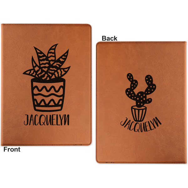 Cactus Cognac Leatherette Portfolios with Notepad - Large - Double Sided - Apvl