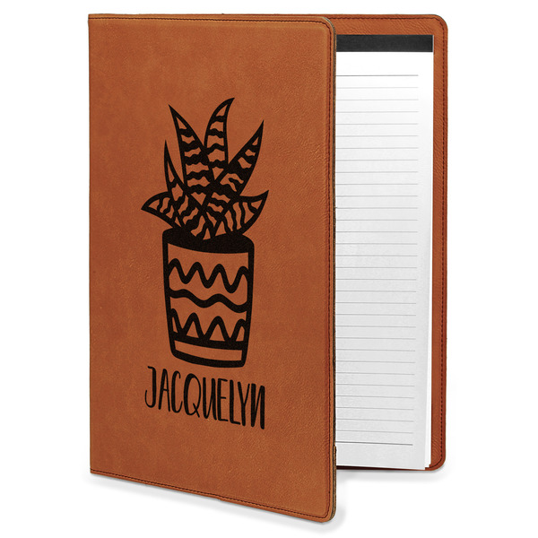 Custom Cactus Leatherette Portfolio with Notepad - Large - Single Sided (Personalized)