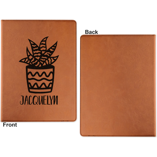 Cactus Cognac Leatherette Portfolios with Notepad - Large - Single Sided - Apvl