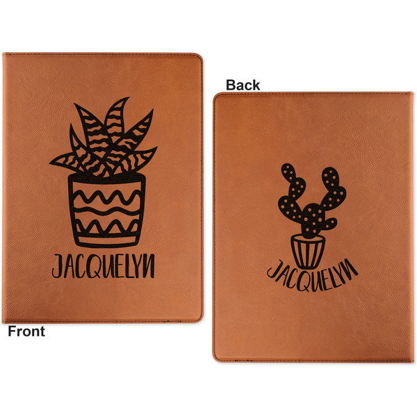 Cactus Cognac Leatherette Portfolios with Notepad - Small - Double Sided- Apvl