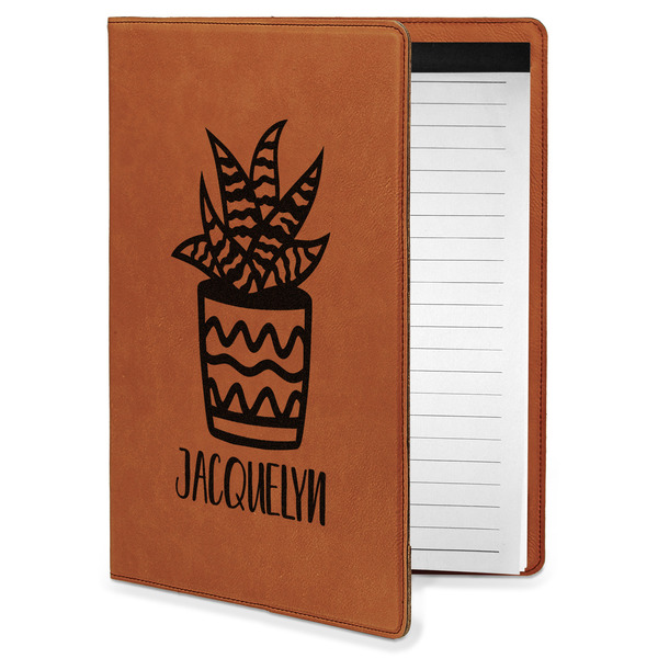 Custom Cactus Leatherette Portfolio with Notepad - Small - Double Sided (Personalized)