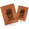 Cactus Cognac Leatherette Portfolios with Notepad - Compare Sizes