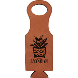 Cactus Leatherette Wine Tote - Single Sided (Personalized)