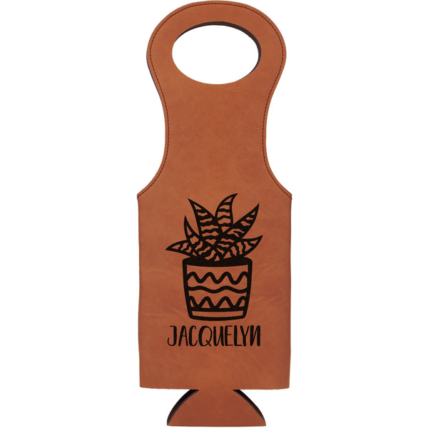 Custom Cactus Leatherette Wine Tote (Personalized)