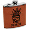 Cactus Cognac Leatherette Wrapped Stainless Steel Flask