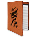 Cactus Leatherette Zipper Portfolio with Notepad - Double Sided (Personalized)