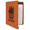 Cactus Cognac Leatherette Zipper Portfolios with Notepad - Main