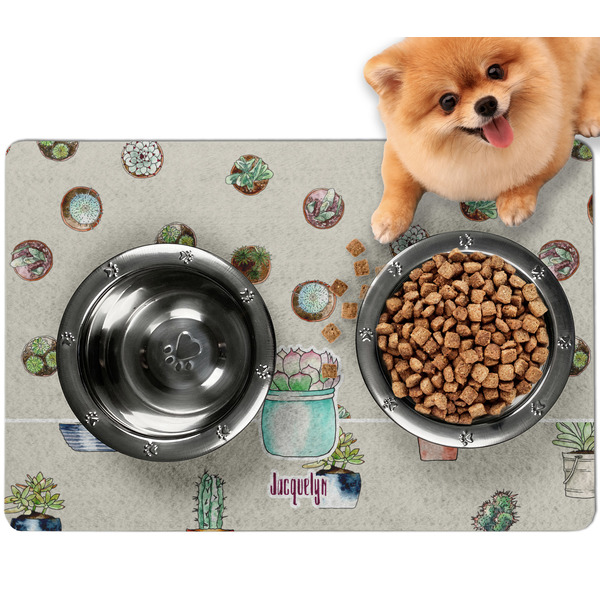 Custom Cactus Dog Food Mat - Small w/ Name or Text
