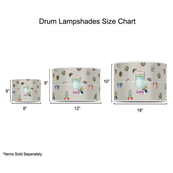 Cactus Drum Lampshades - Sizing Chart