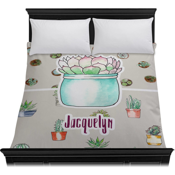 Cactus Duvet Cover - Queen - On Bed - No Prop
